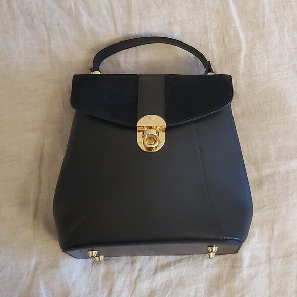 Italian Leather Convertible Turn Lock Backpack - Picture 1 of 12
